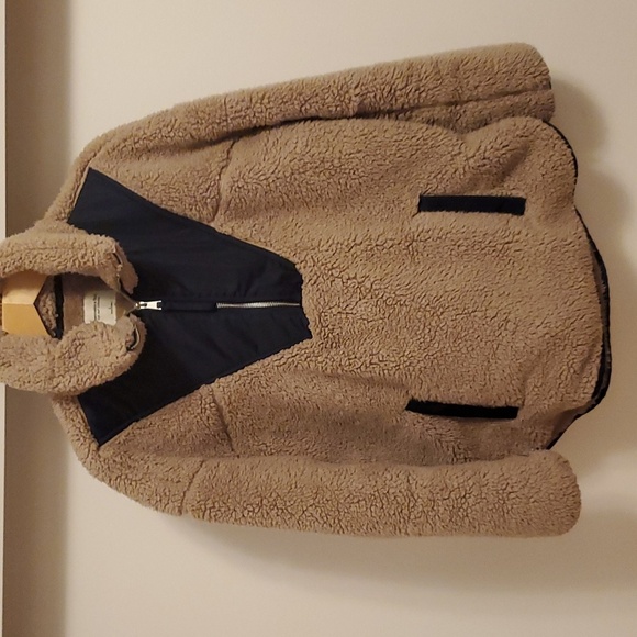 Abercrombie & Fitch light brown teddy half zip pullover sweater. Cozy. Size L. - Picture 1 of 12